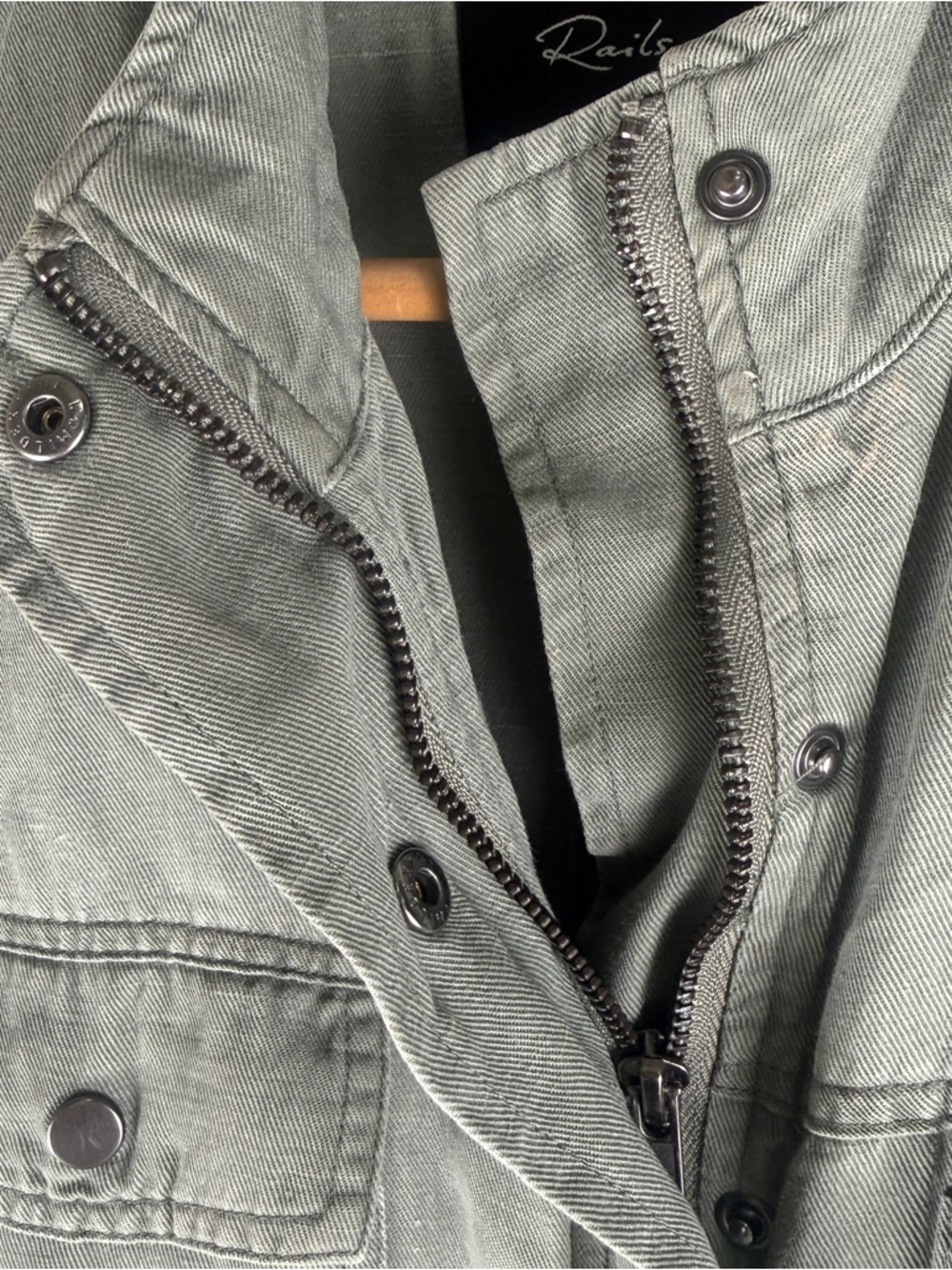 Rails Collins Utility Sage Green Lightweight Jacket Button Zip Size Small - Picture 5 of 15